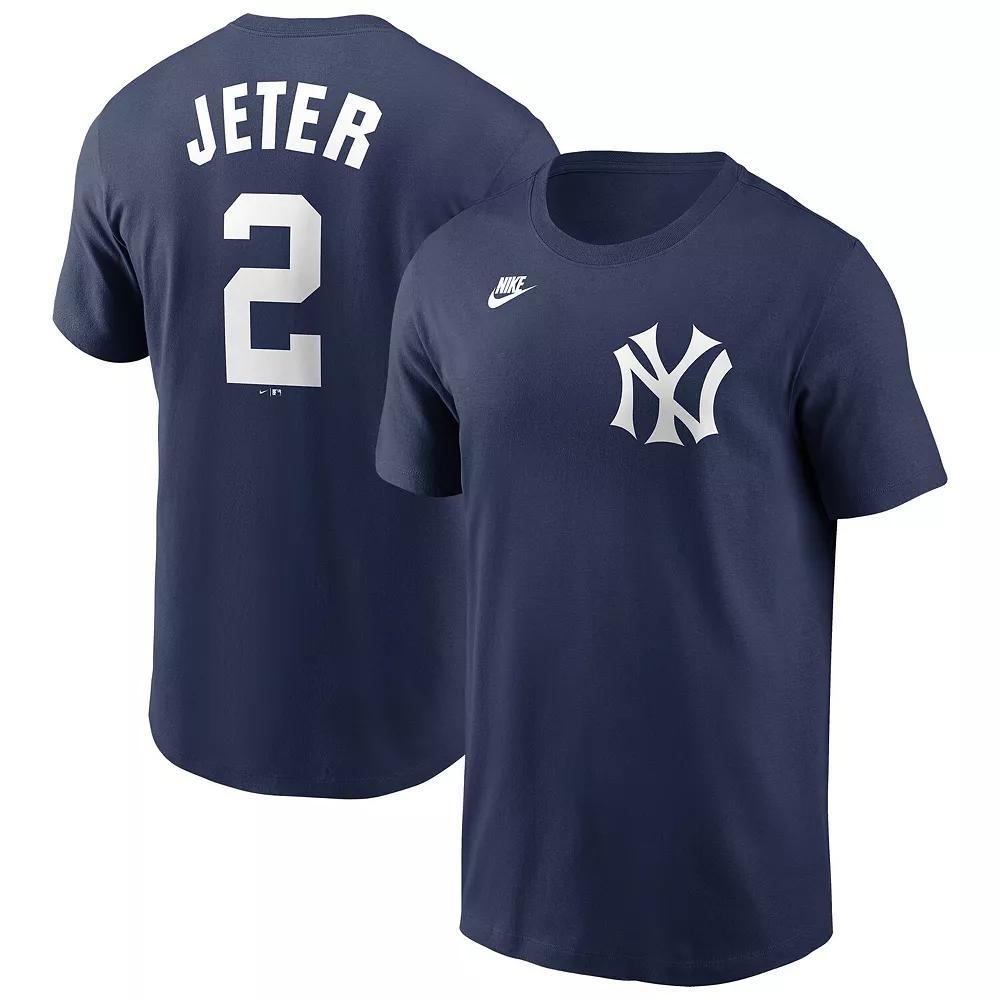 Men's Nike Derek Jeter Navy New York Yankees Cooperstown Collection Fuse Name & Number T-Shirt, Size: Large, Blue Product Image