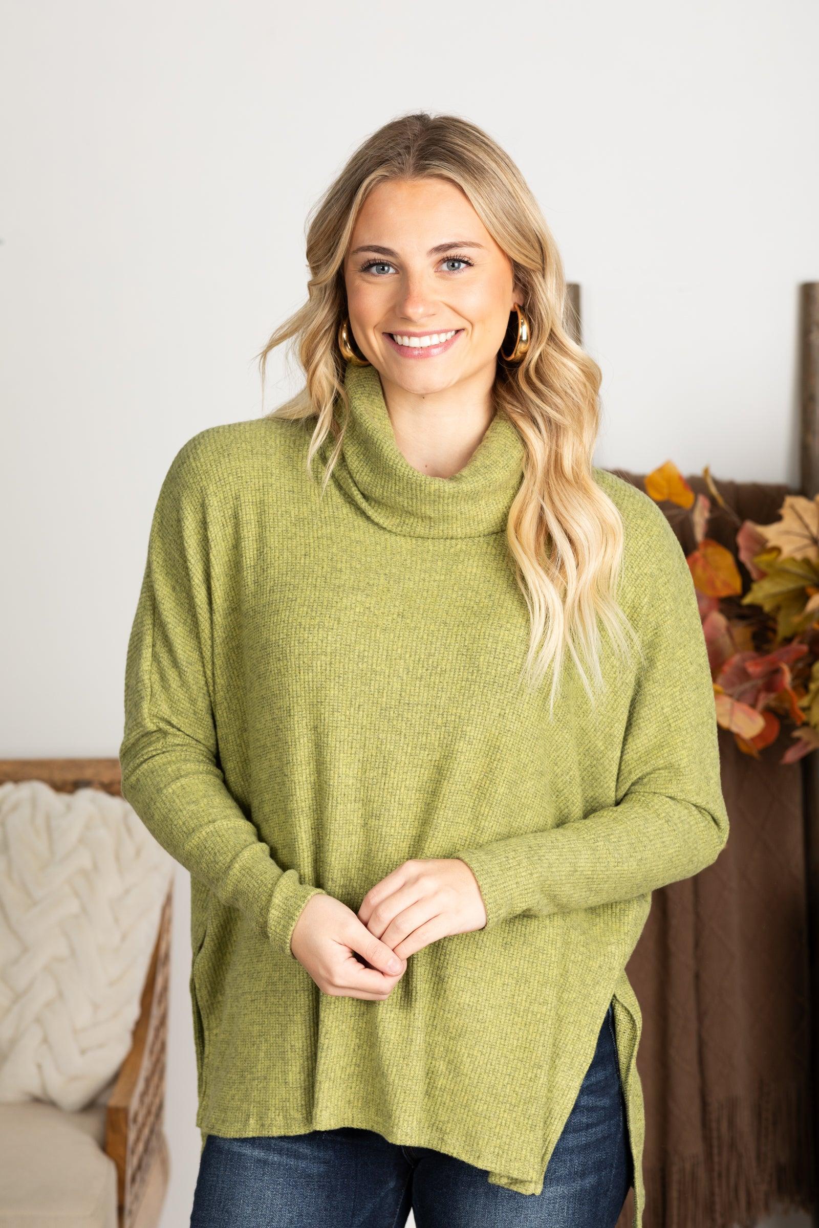 Brushed Knit Cowl Neck Tunic Product Image