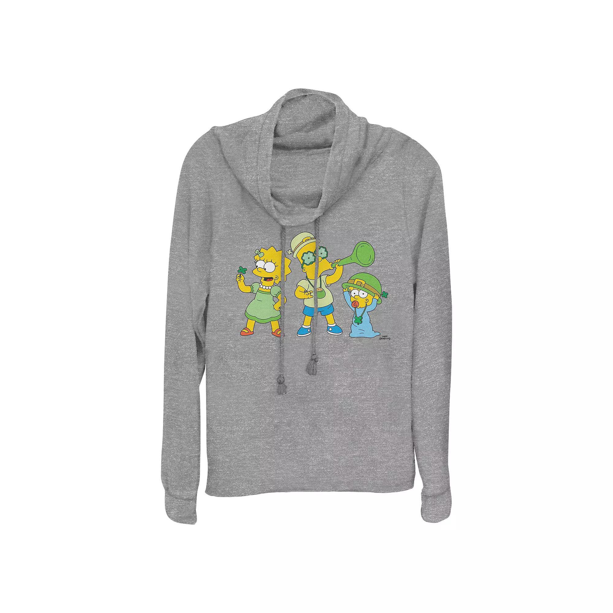 Women's The Simpsons St. Patrick's Day Party Cowlneck Graphic Lightweight Long Sleeve,  Product Image