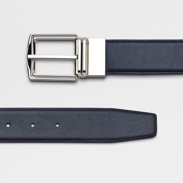 ZEGNA Leather Reversible Belt In Black Product Image