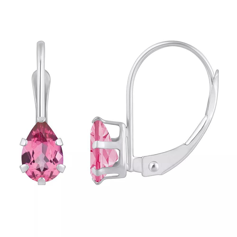 Celebration Gems 10k Gold Pear Shape Pink Topaz Leverback Earrings, Women's, 10k White Gold Product Image