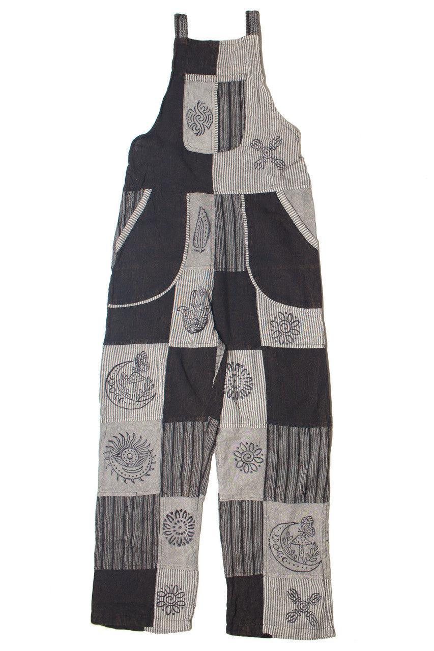 Black Patchwork Overalls Product Image