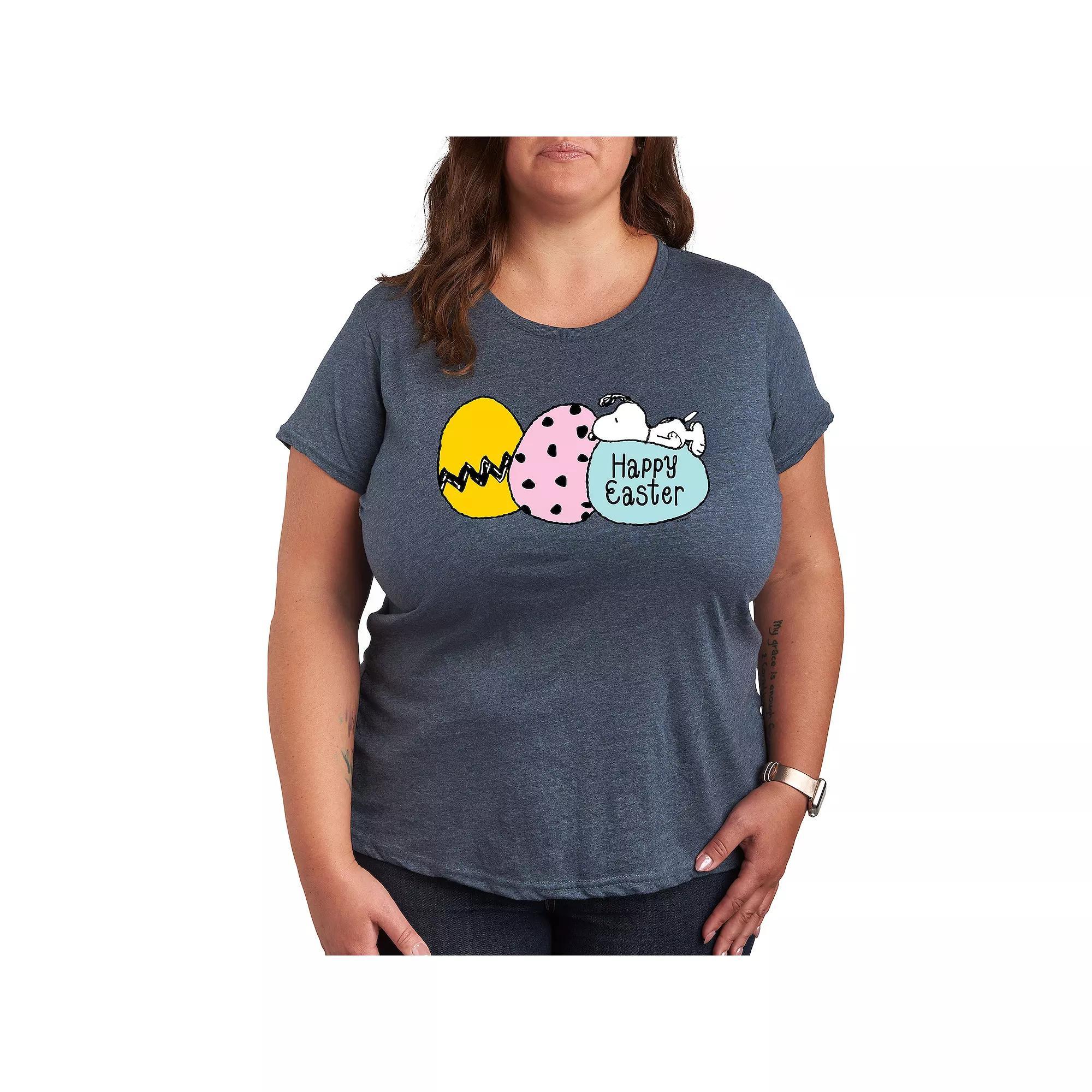Plus Peanuts Snoopy Happy Easter Eggs Graphic Tee, Women's,  Product Image