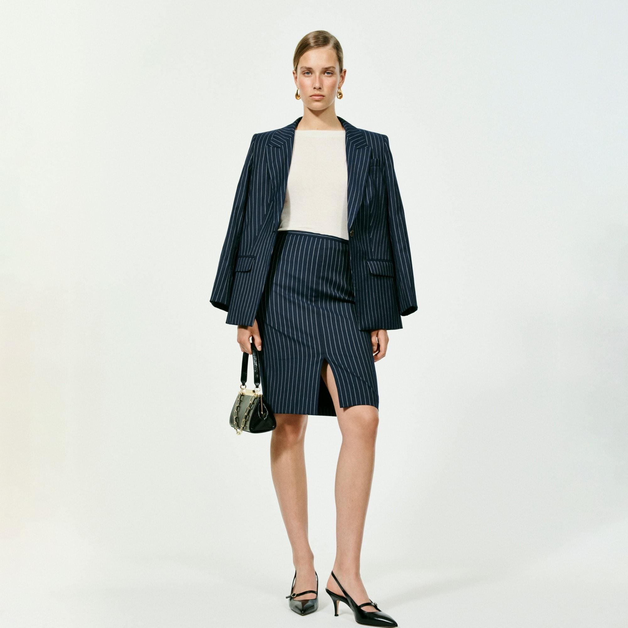 Collection Vivienne blazer in pinstripe Italian wool blend Product Image