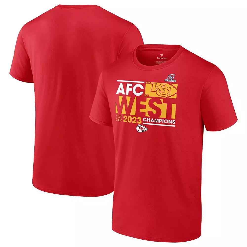 Men's Fanatics Red Kansas City Chiefs 2023 AFC West Division Champions Conquer T-Shirt, Size: 2XL Product Image
