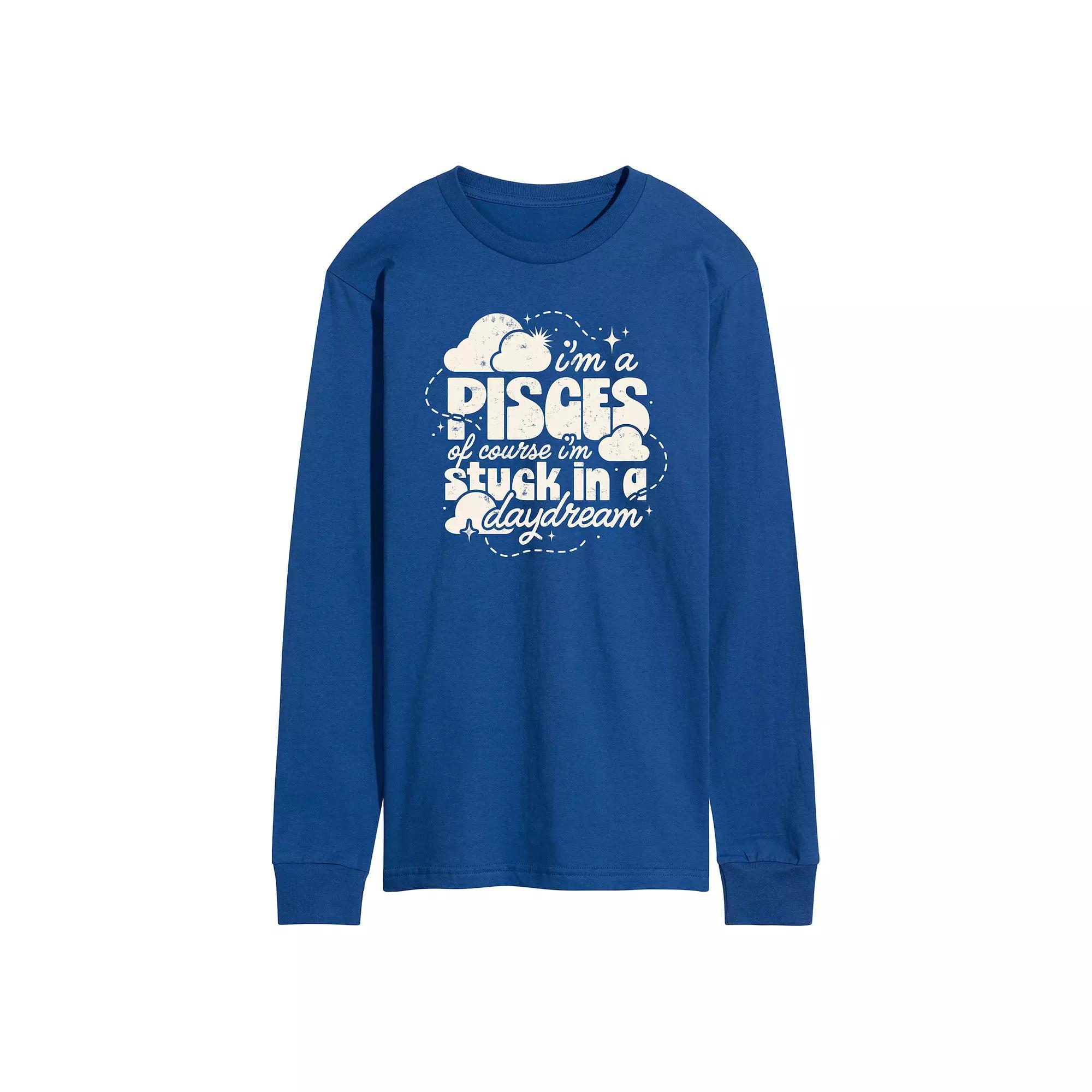 Men's I'm A Pisces Daydream Long Sleeve Graphic Tee, Size: XL, Blue Product Image