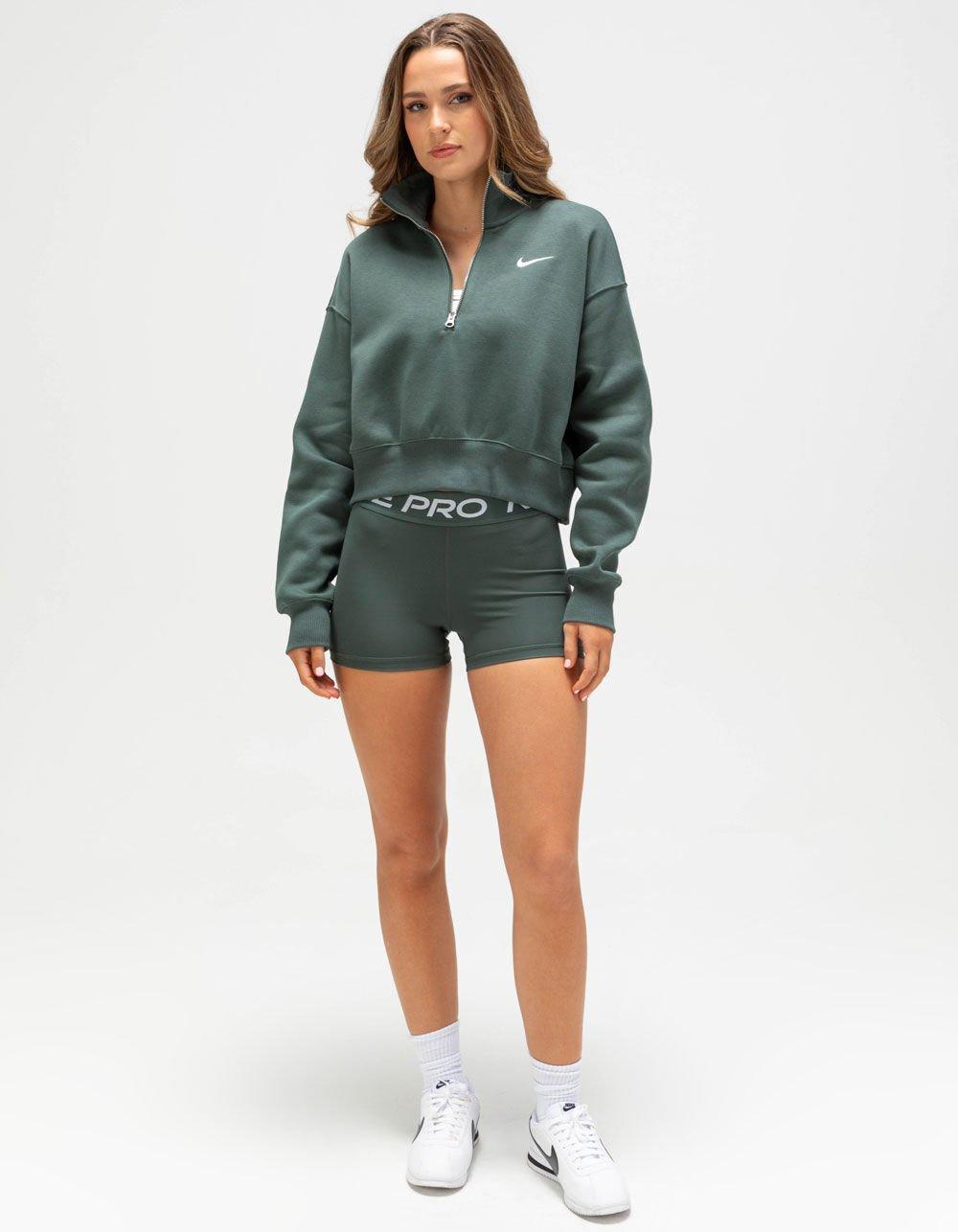 NIKE Sportswear Phoenix Fleece Womens Half-Zip Cropped Sweatshirt - CYPRESS Product Image