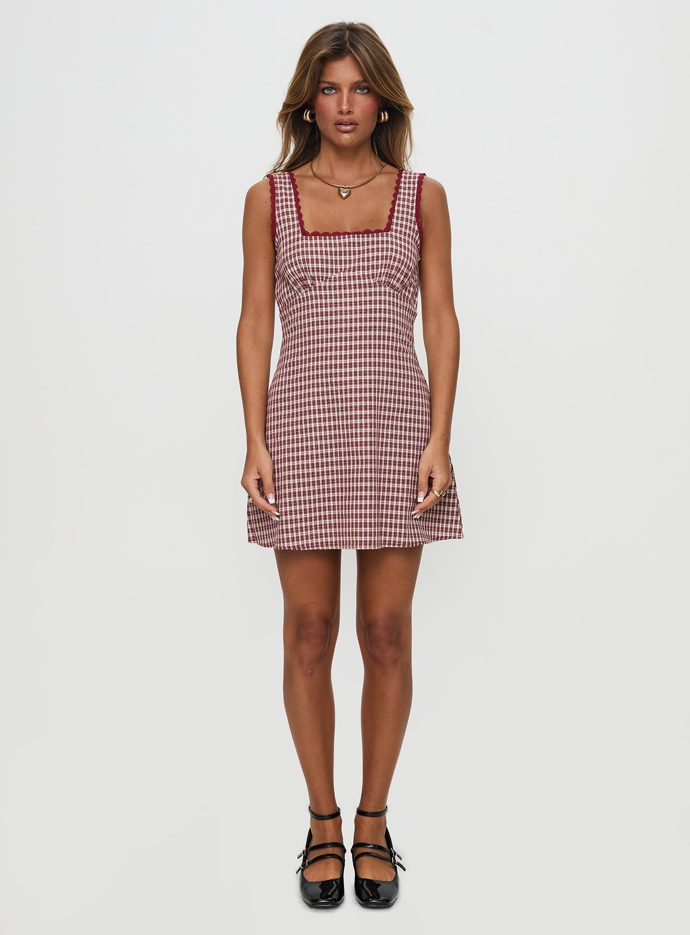 Dasha Mini Dress Red Check Petite Product Image
