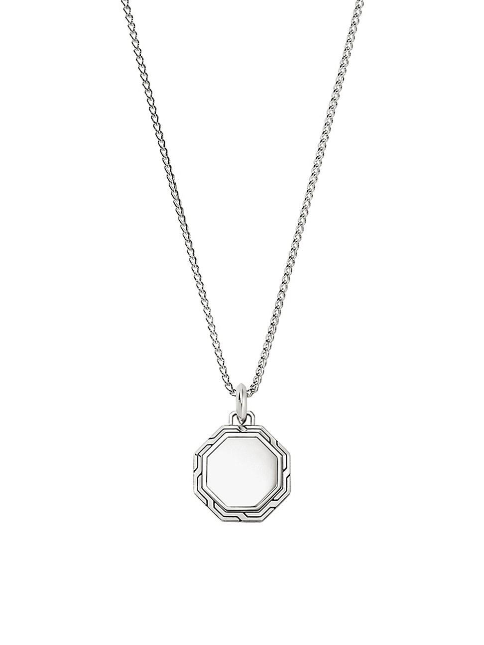 Mens Sterling Silver Tag Pendant Necklace Product Image