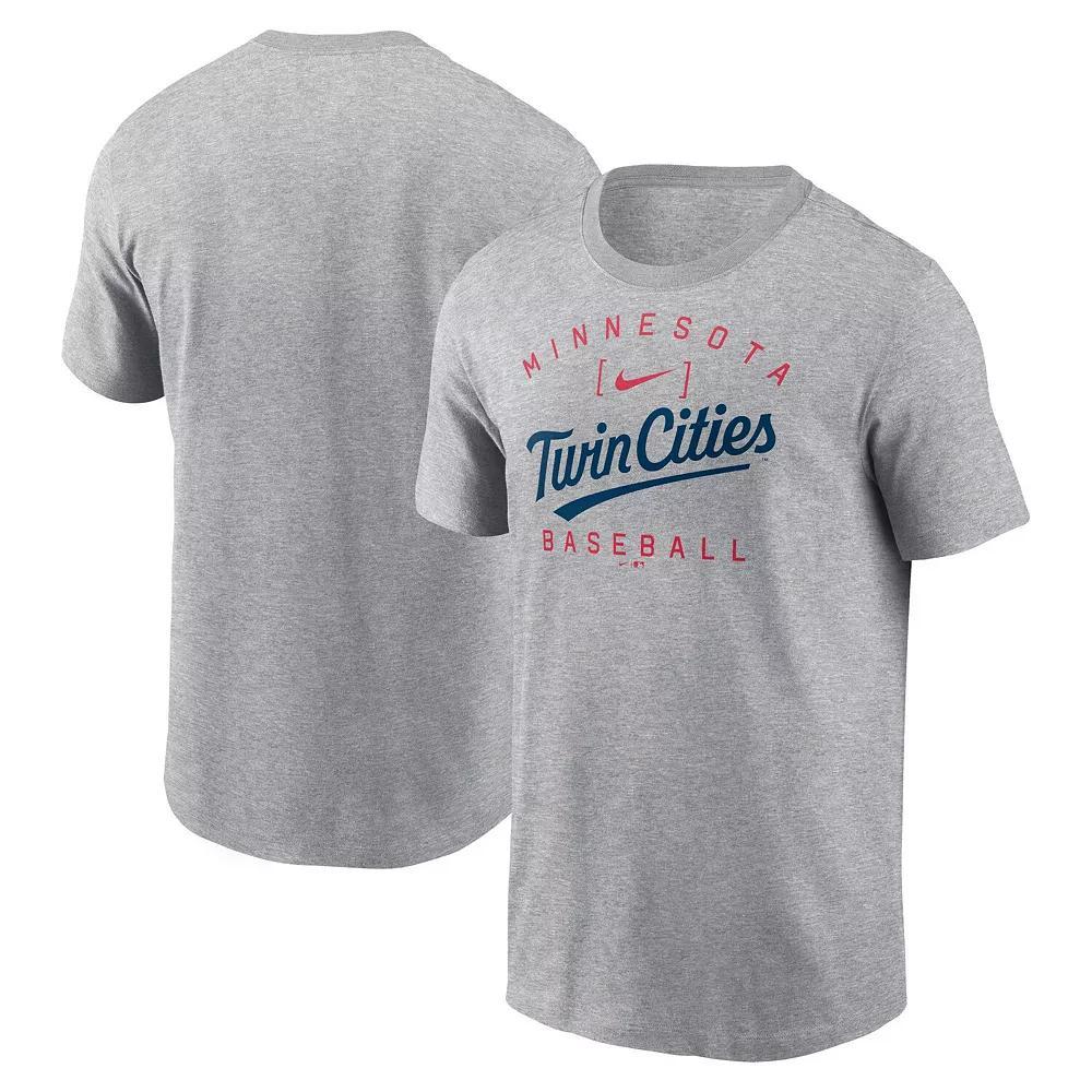 Men's Nike Heather Gray Minnesota Twins Home Team Athletic Arch T-Shirt, Size: Small, Grey Product Image