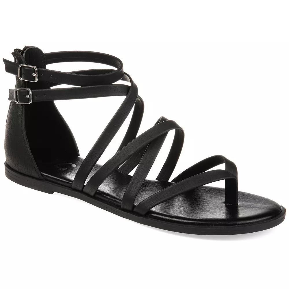 Journee Zailie Women's Gladiator Sandals, Size: 5.5, Black Product Image