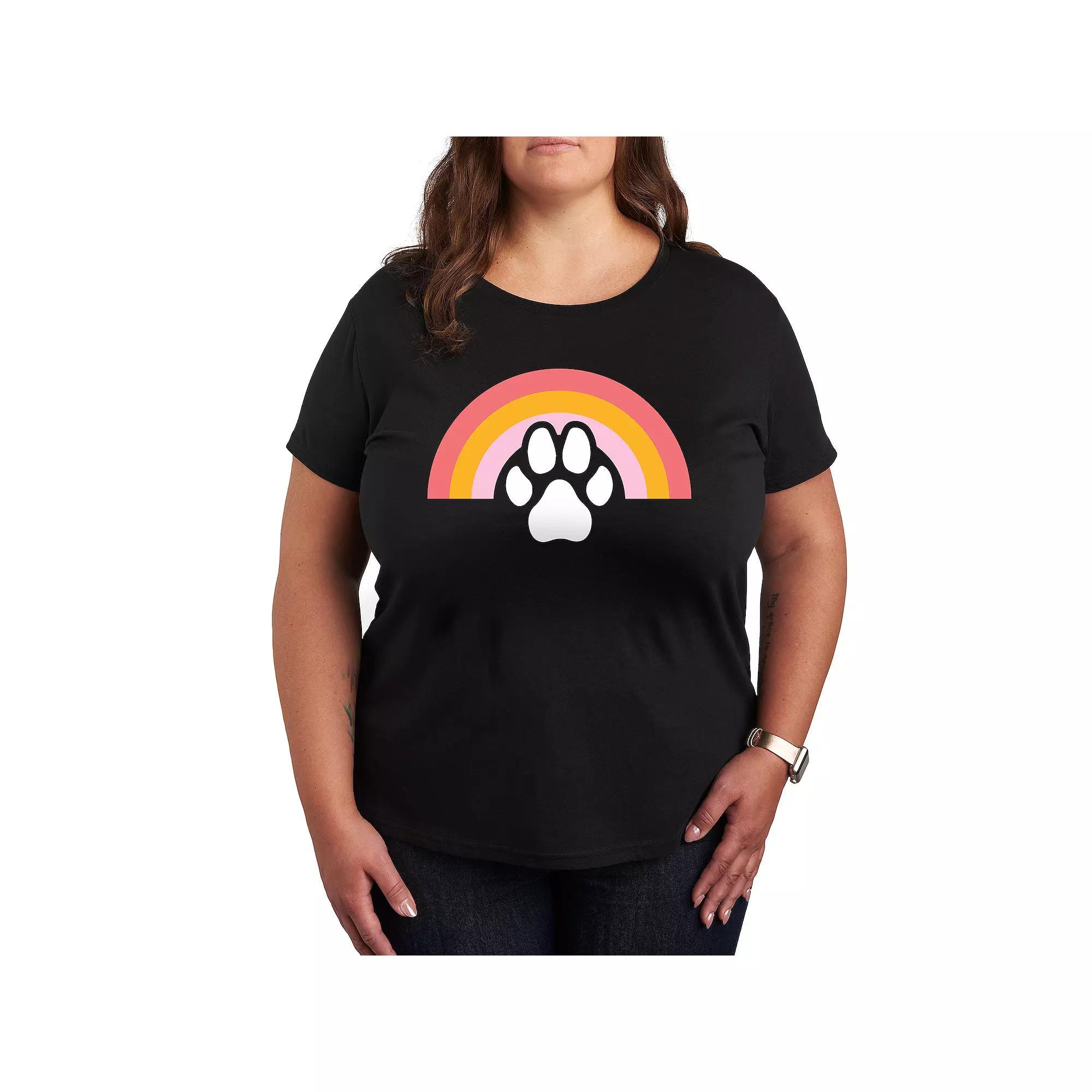 Plus Dog Paw Rainbow Graphic Tee, Women's,  Product Image