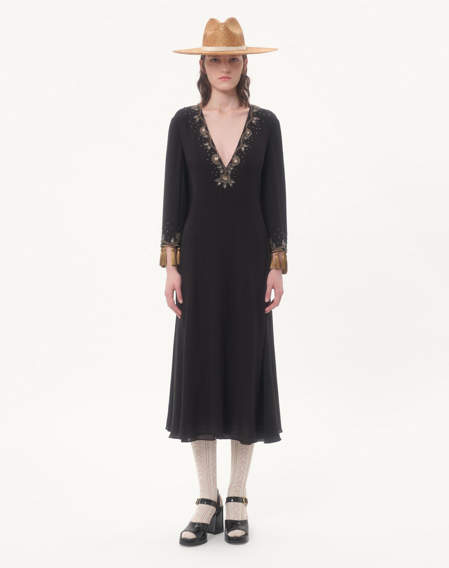 Embroidered Light Georgette Midi Dress Product Image