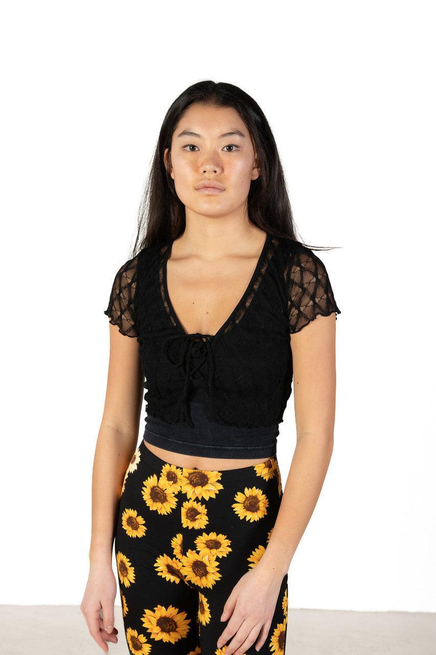 Black Diamond Mesh Lace Up Top Product Image