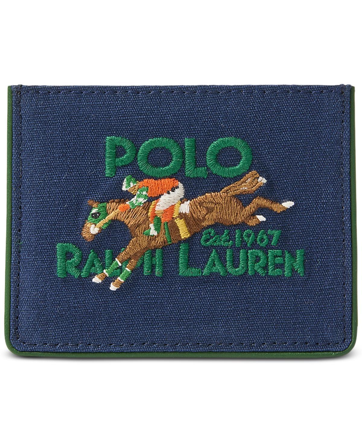 Polo Ralph Lauren Mens Equestrian Canvas & Leather Card Case - Navy Product Image