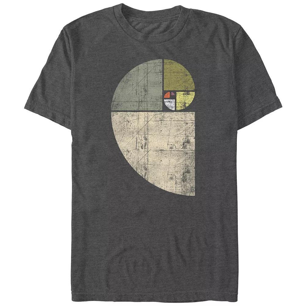 Big & Tall Distressed Fibonacci Spiral Graphic Tee, Men's, Size: 5XL, Grey Heather Product Image