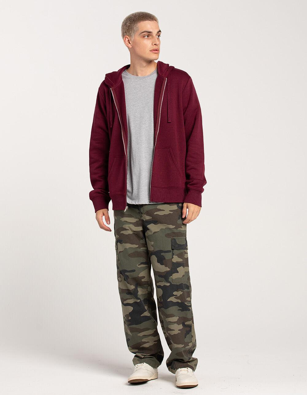 RSQ Mens Full Zip Fleece Hoodie - BURGUNDY Product Image