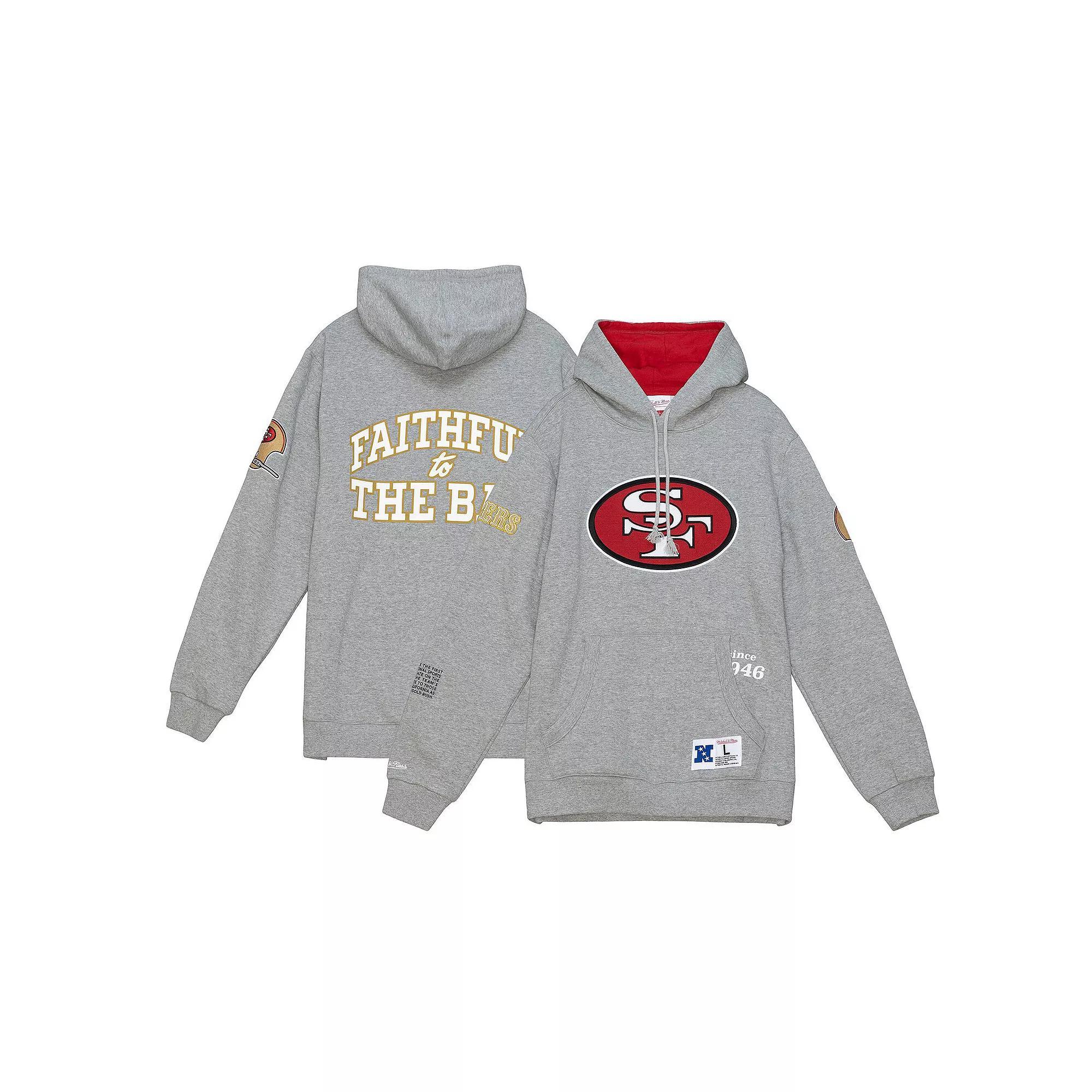 Men's Mitchell & Ness Heather Gray San Francisco 49ers Team Origins Fleece Pullover Hoodie, Size: Large, Grey Product Image