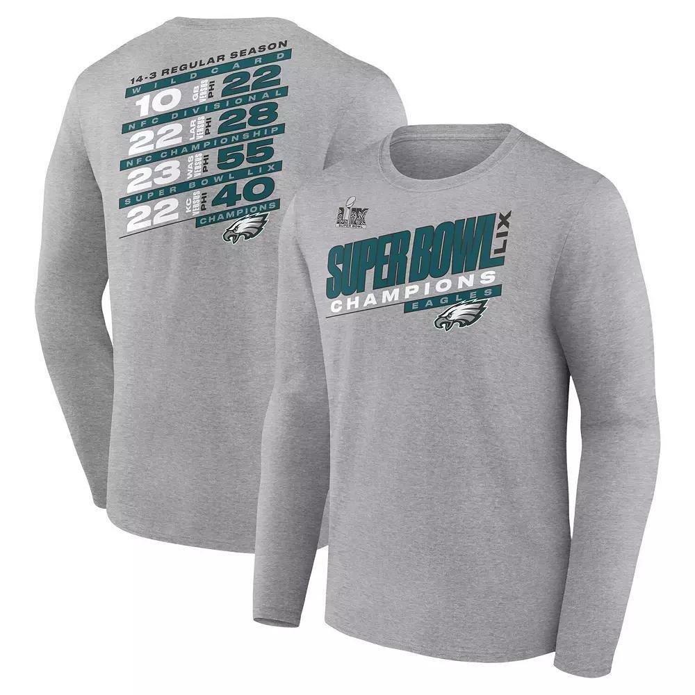 Men's Fanatics Heather Gray Philadelphia Eagles Super Bowl LIX Champions Counting Points Score Long Sleeve T-Shirt, Size: 4XL, Grey Product Image