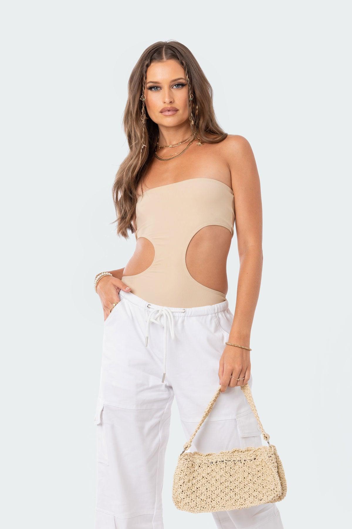 Vivie Ribbed Cut-Out Bodysuit Product Image