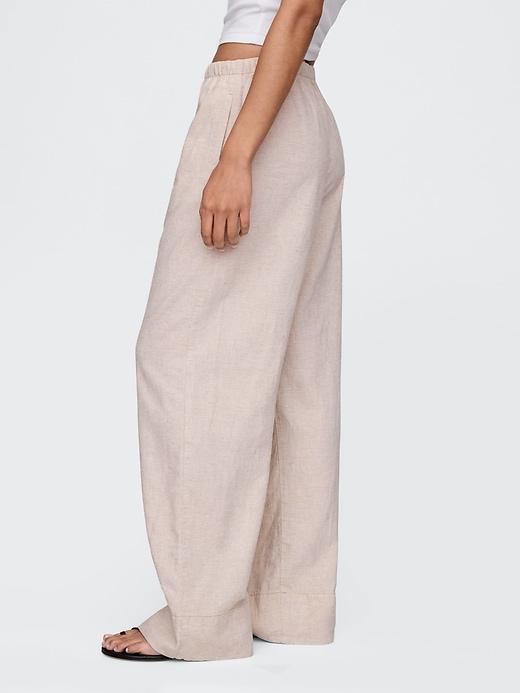 Linen-Blend Easy Wide-Hem Pants Product Image