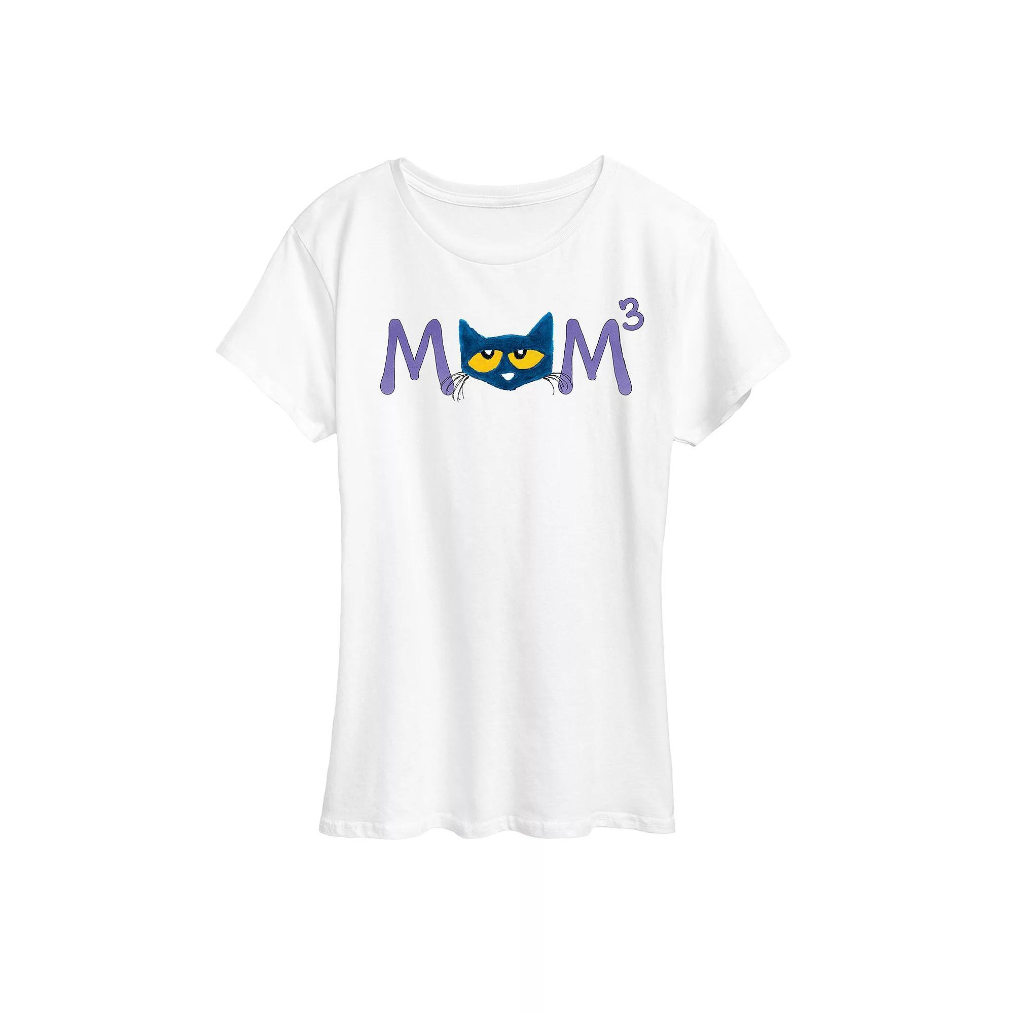 Women's Pete the Cat Face Mom Cubed Graphic Tee, Size: XL, White Product Image