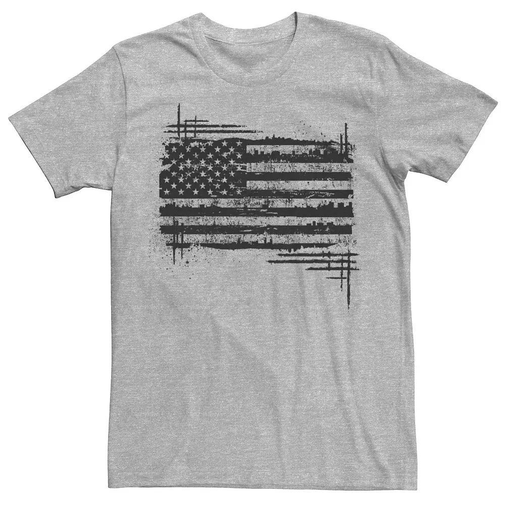 Men's Grimy USA Flag Graphic Tee, Size: XL, Athletic Grey Product Image