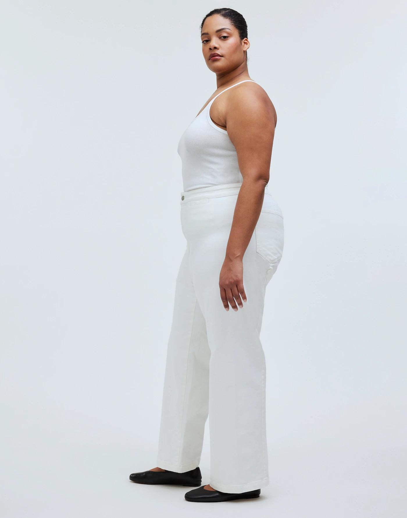 The Plus Curvy Emmett Wide-Leg Jean in Tile White: Welt Pocket Edition Product Image