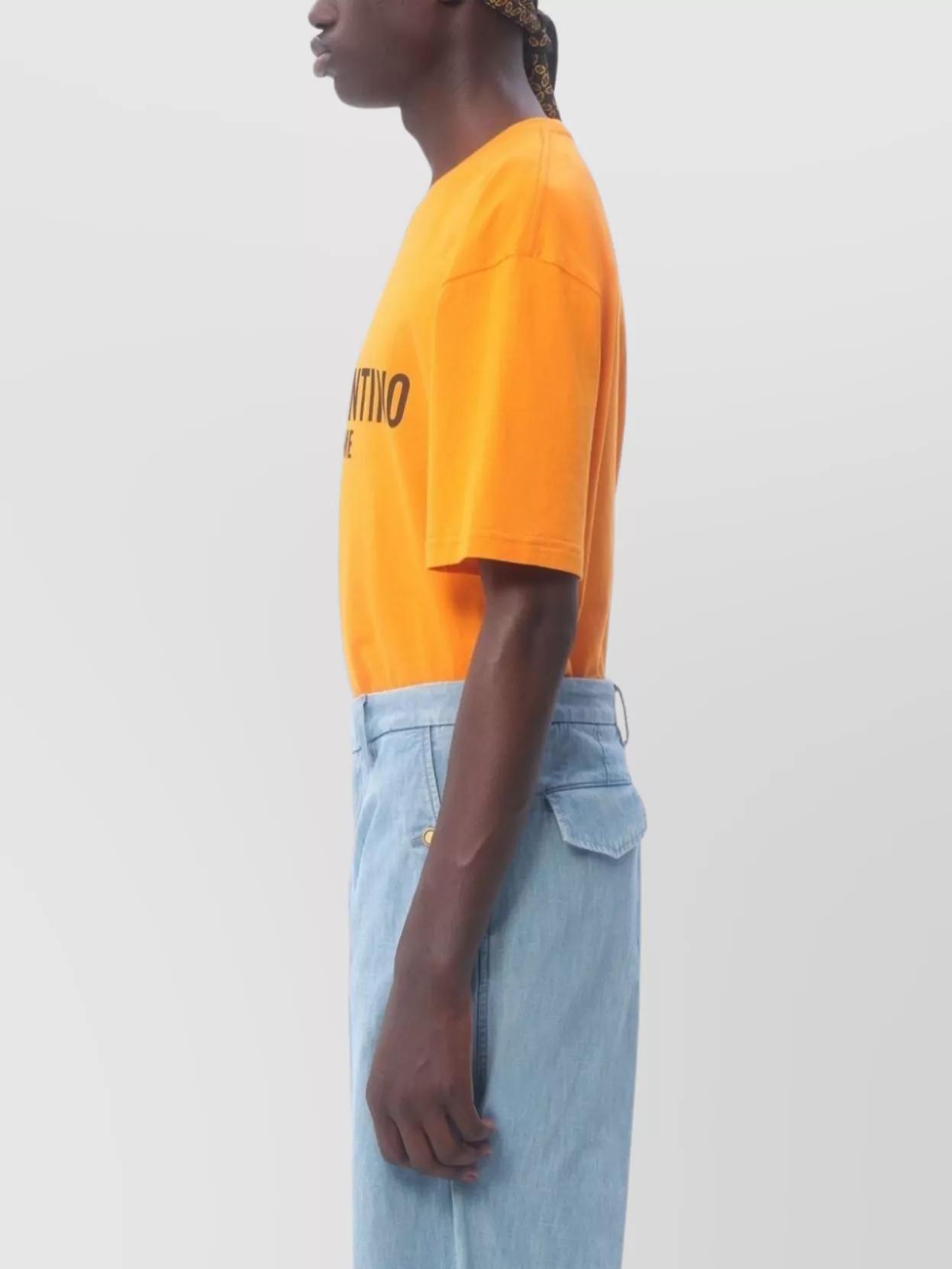 VALENTINO Cotton T-shirt With Chez Print In Orange Product Image