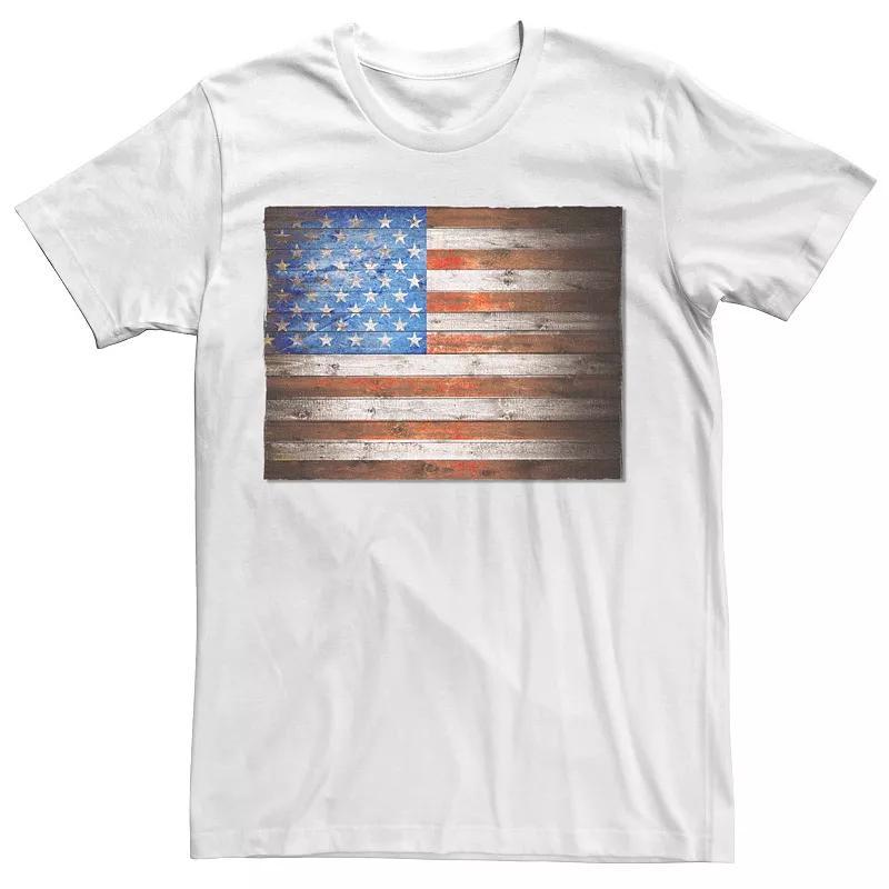 Men's Wooden American Flag Graphic Tee, Size: XXL, White Product Image