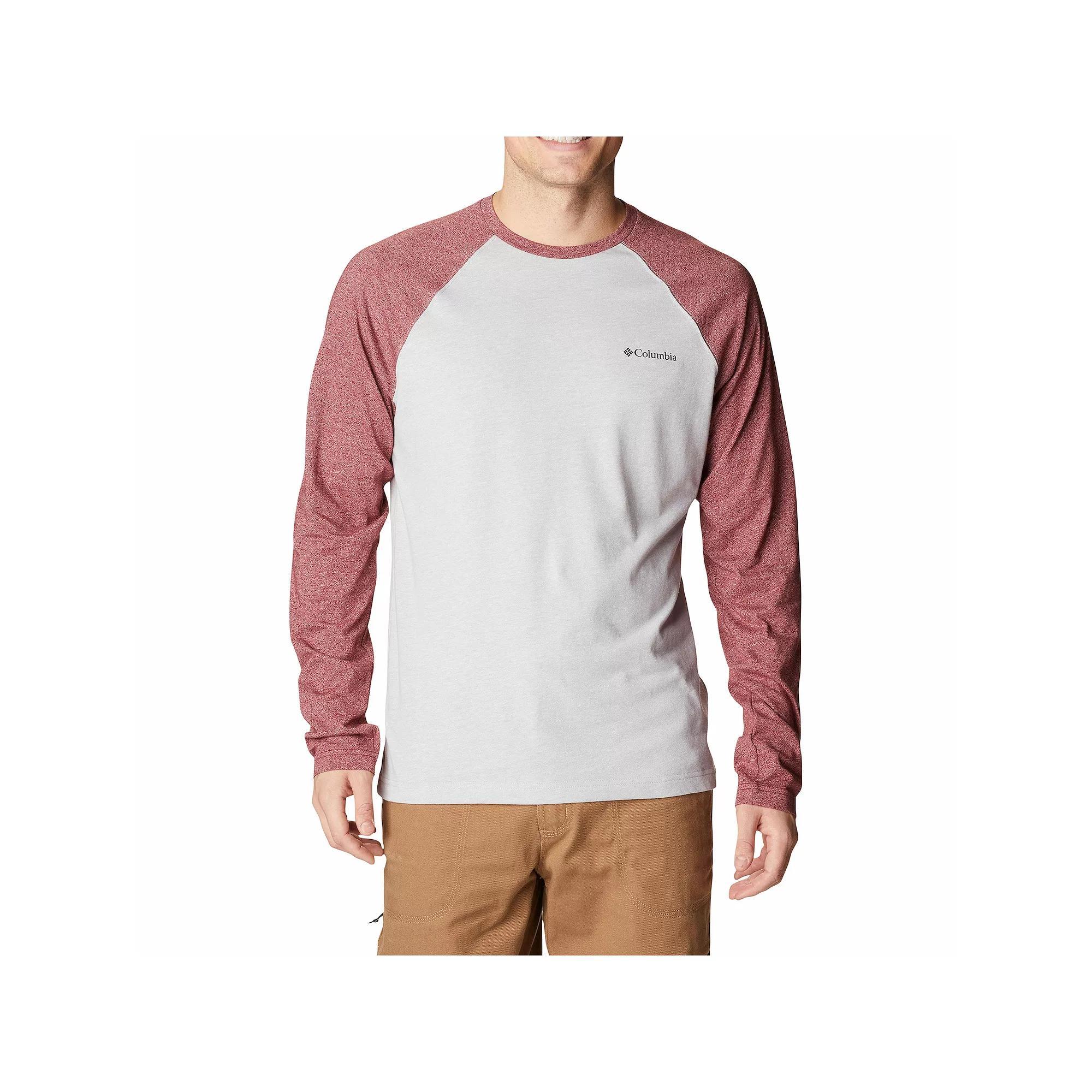 Men's Columbia Thistletown Hills™ Raglan Long Sleeve Tee, Size: XXL, Red Jasper Grey Product Image