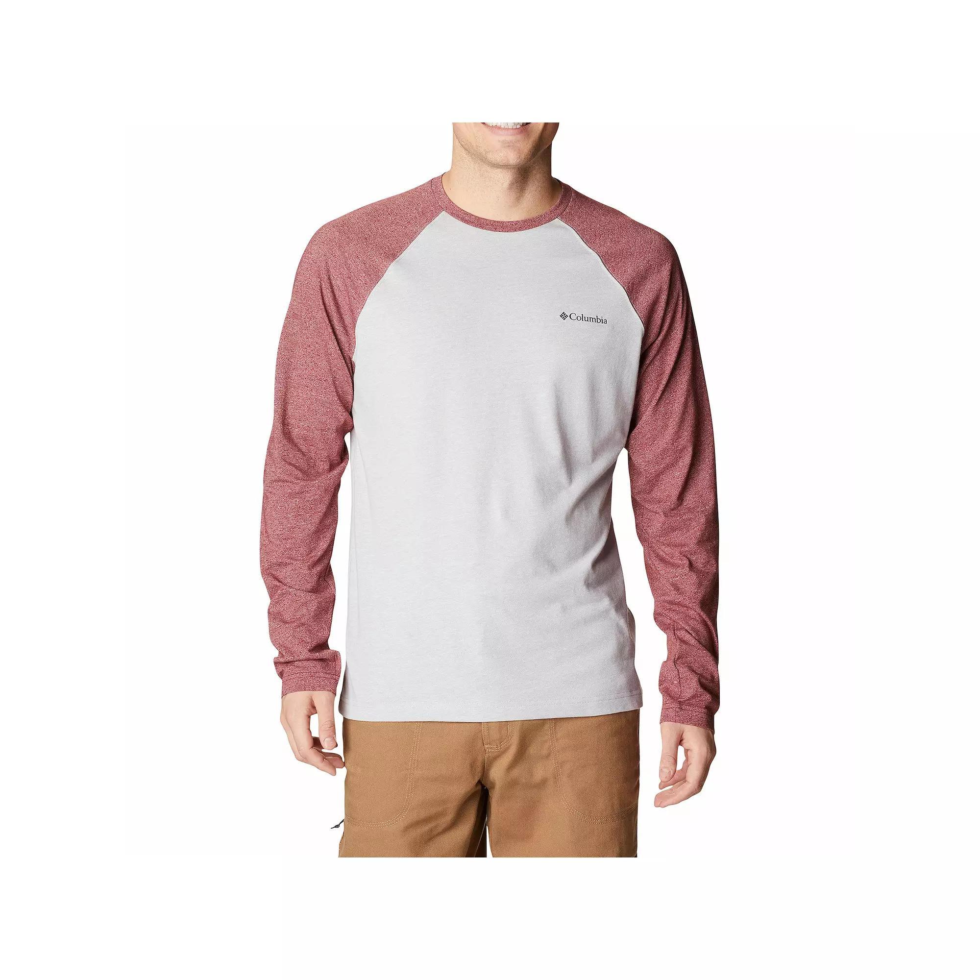 Men's Columbia Thistletown Hills™ Raglan Long Sleeve Tee, Size: XXL, Red Jasper Grey Product Image