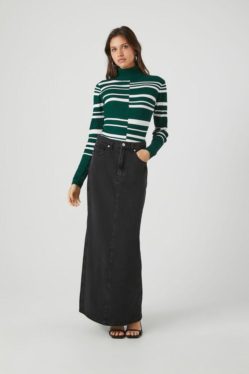 Abstract Striped Turtleneck Sweater Top | Forever 21 Product Image