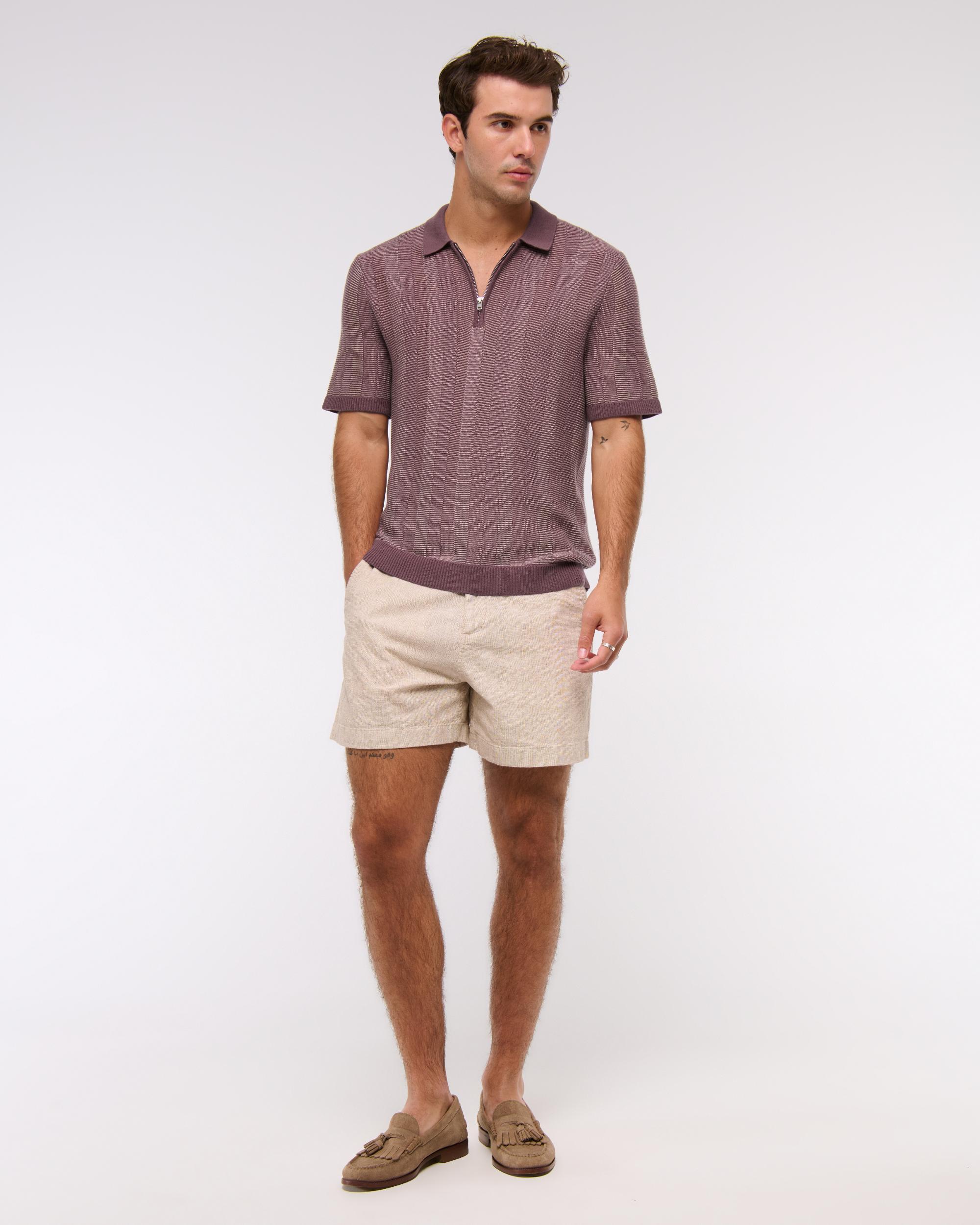 Contrast Textural Zip Sweater Polo Product Image