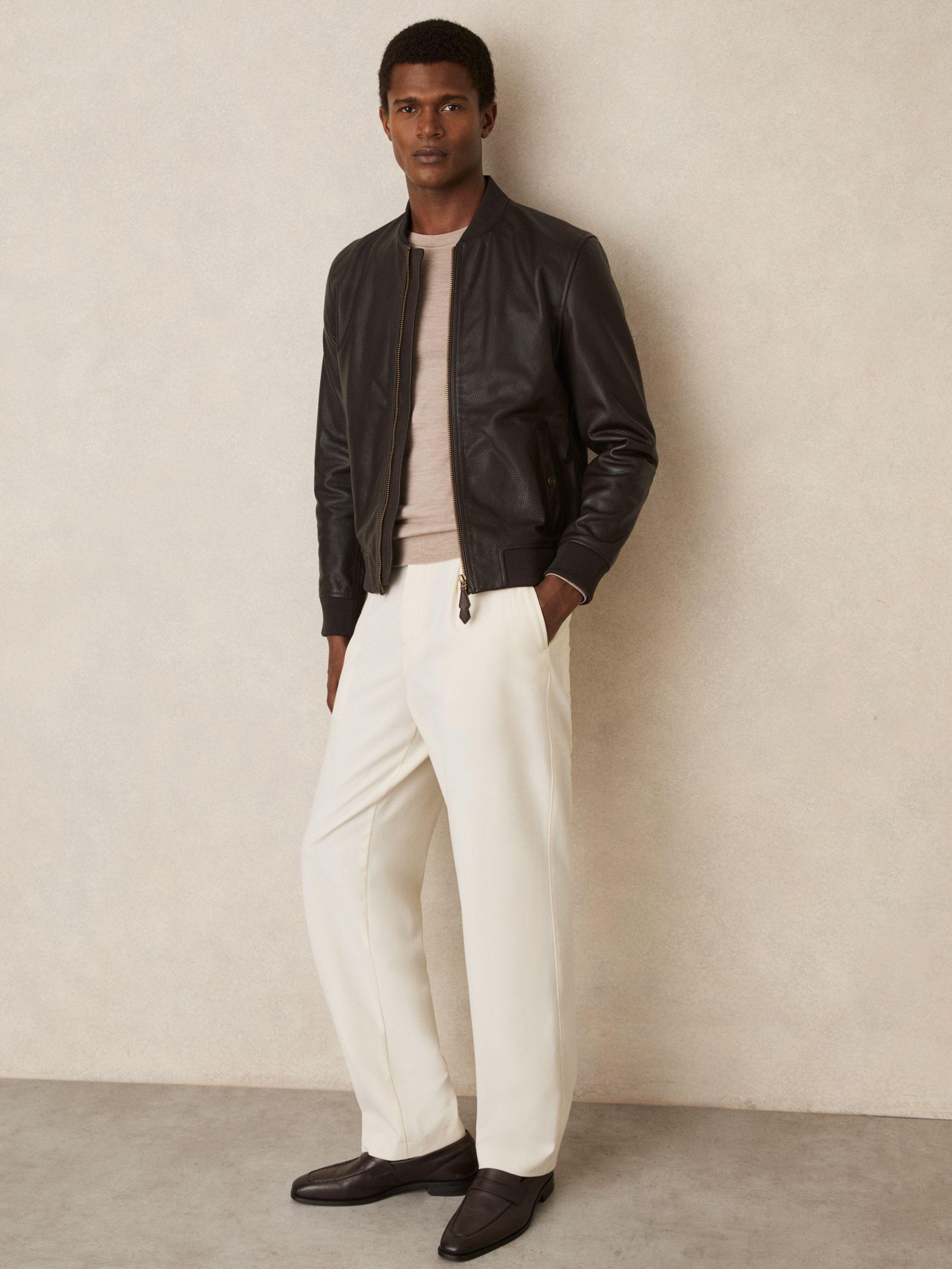 Leather Bomber Jacket in Brown Product Image