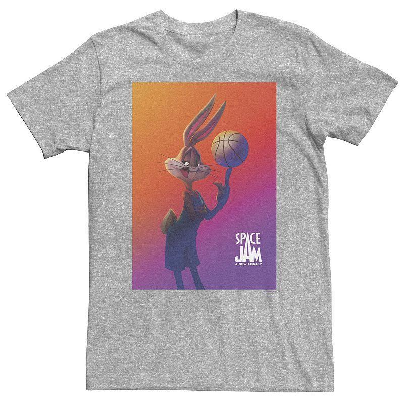 Big & Tall Space Jam: A New Legacy Bugs Bunny With Basketball Poster Tee, Mens Athletic Grey Product Image