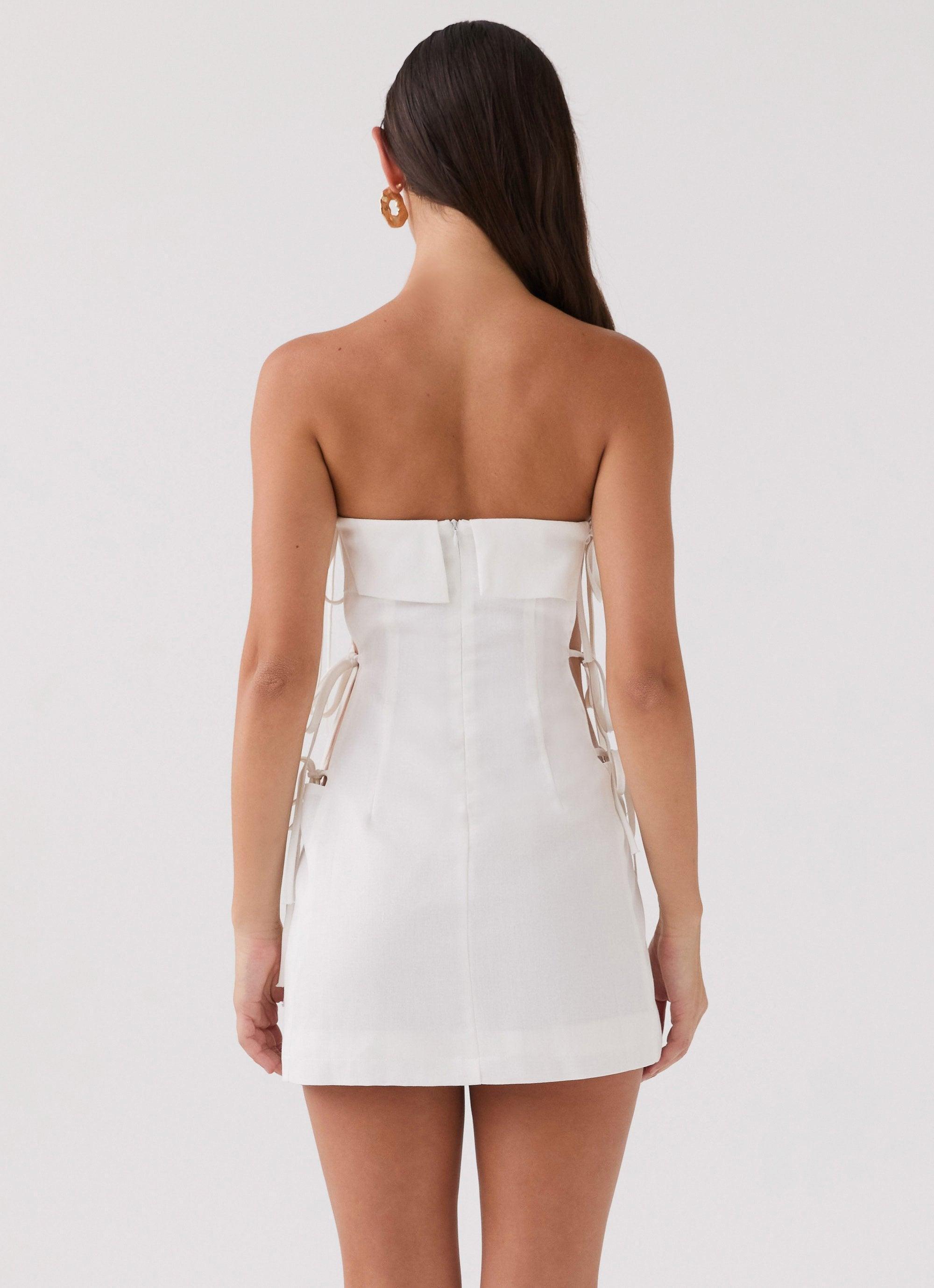 Aura Tie Tube Dress - White Product Image