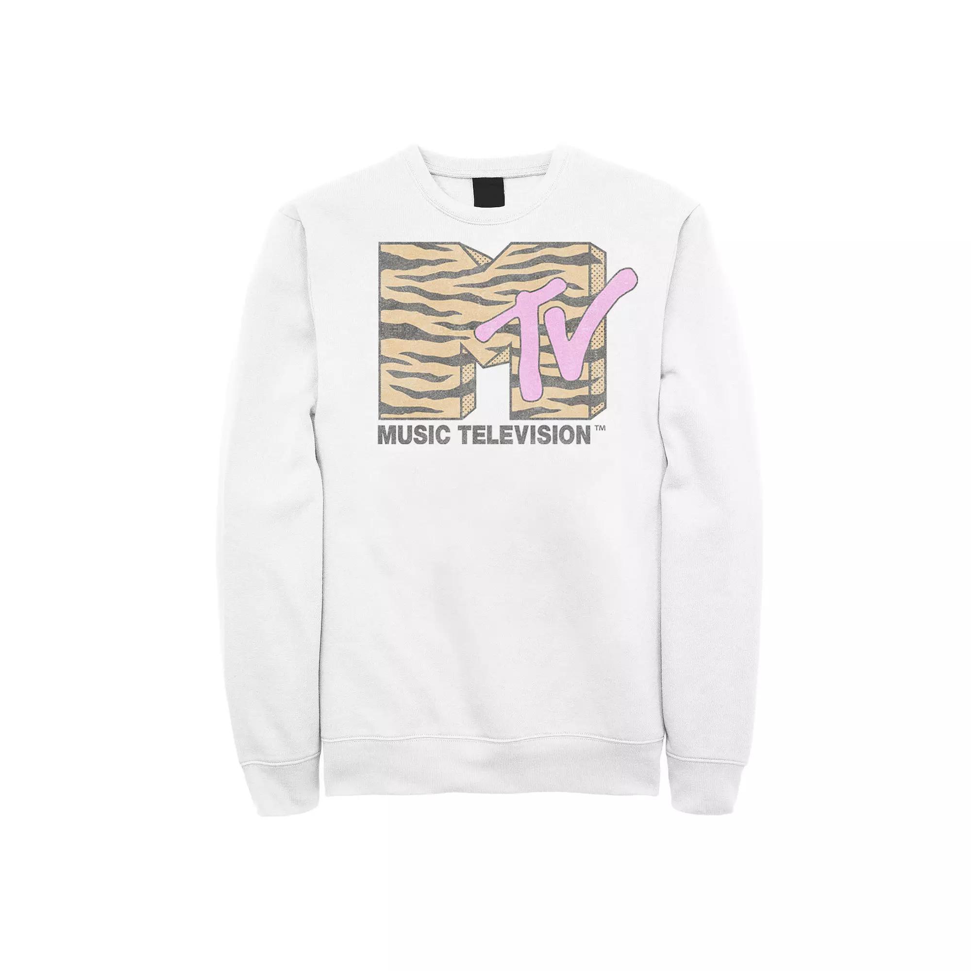 Men's MTV Tiger Stipe Fill Logo Sweatshirt, Size: Small, White Product Image