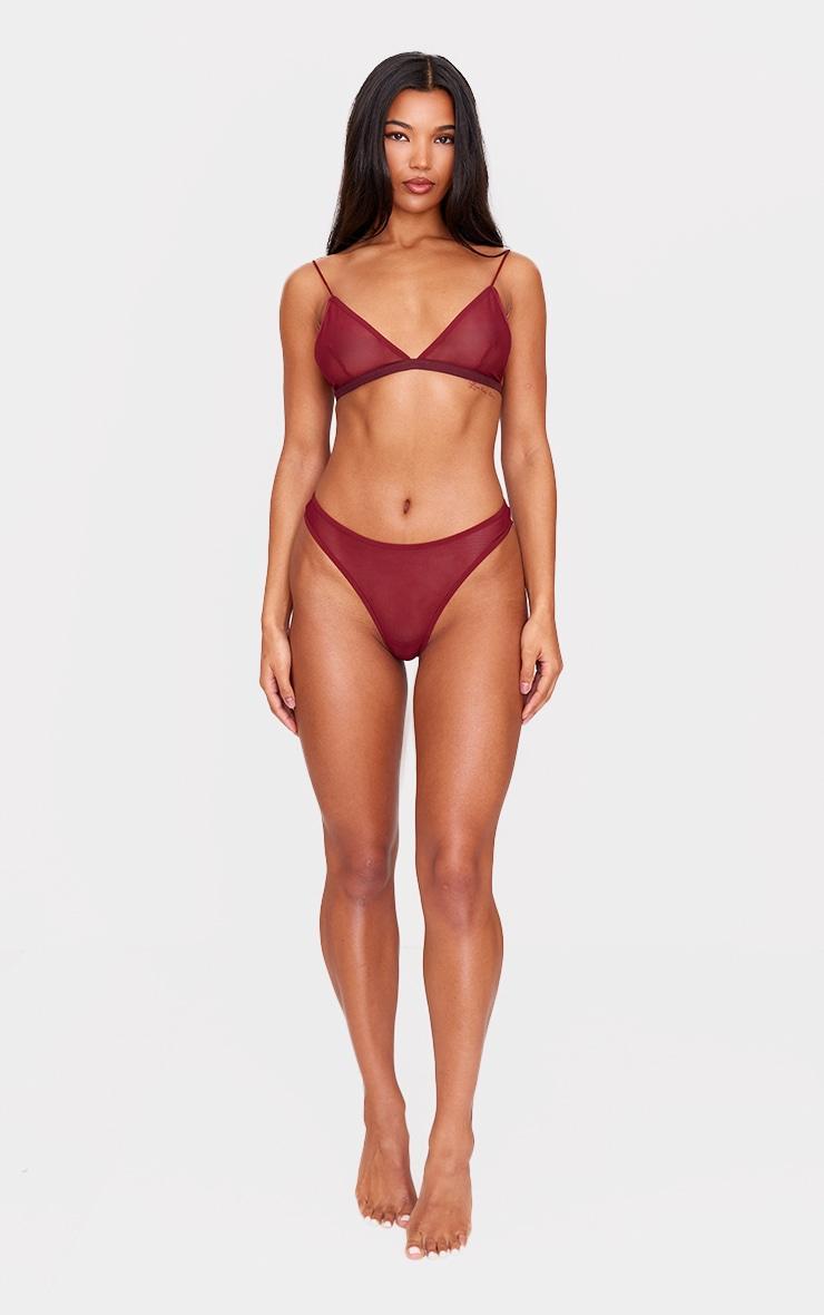 Burgundy Mesh Basic Triangle Bra Product Image