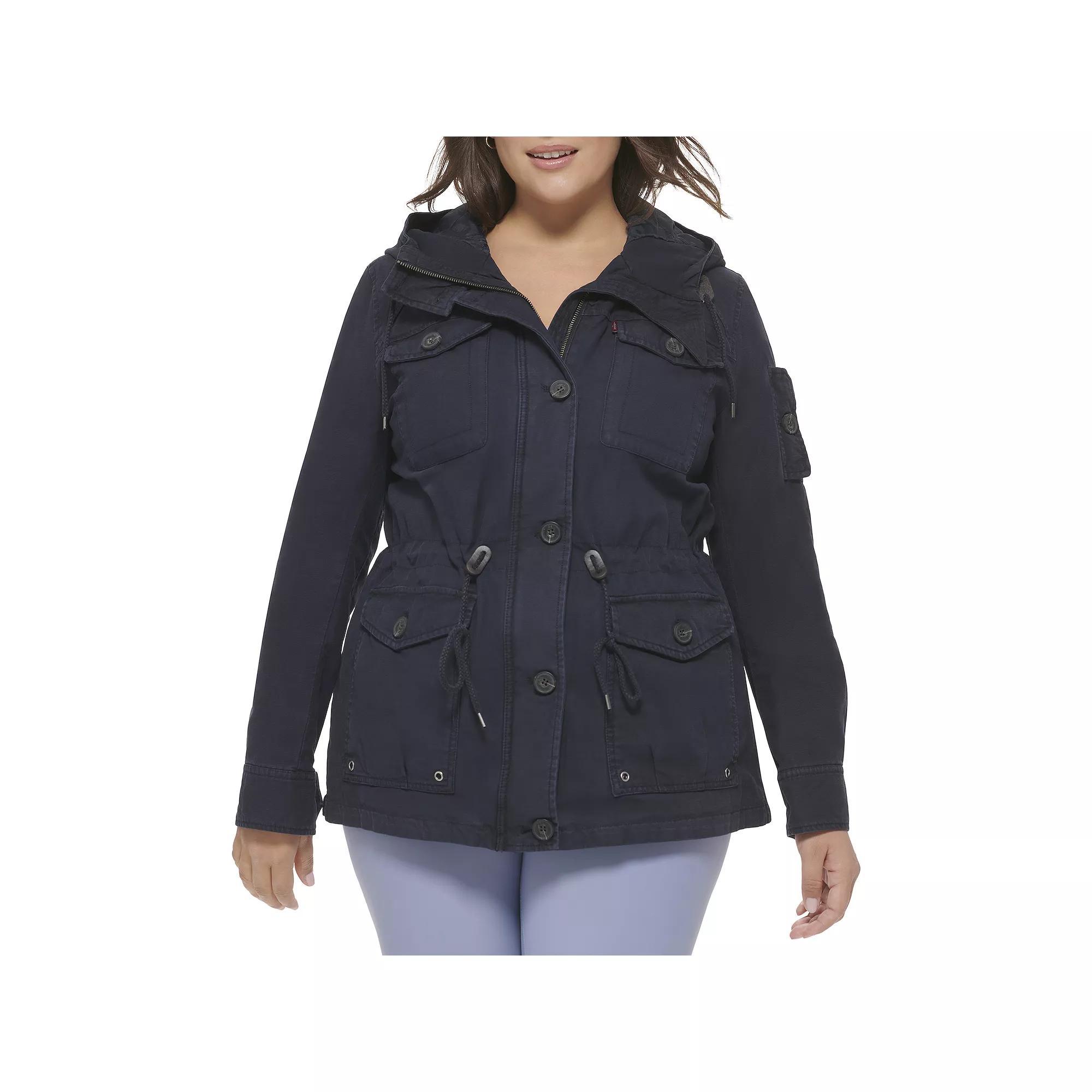 Plus Size Levis Hooded Cotton Anorak Jacket, Womens Blue Product Image