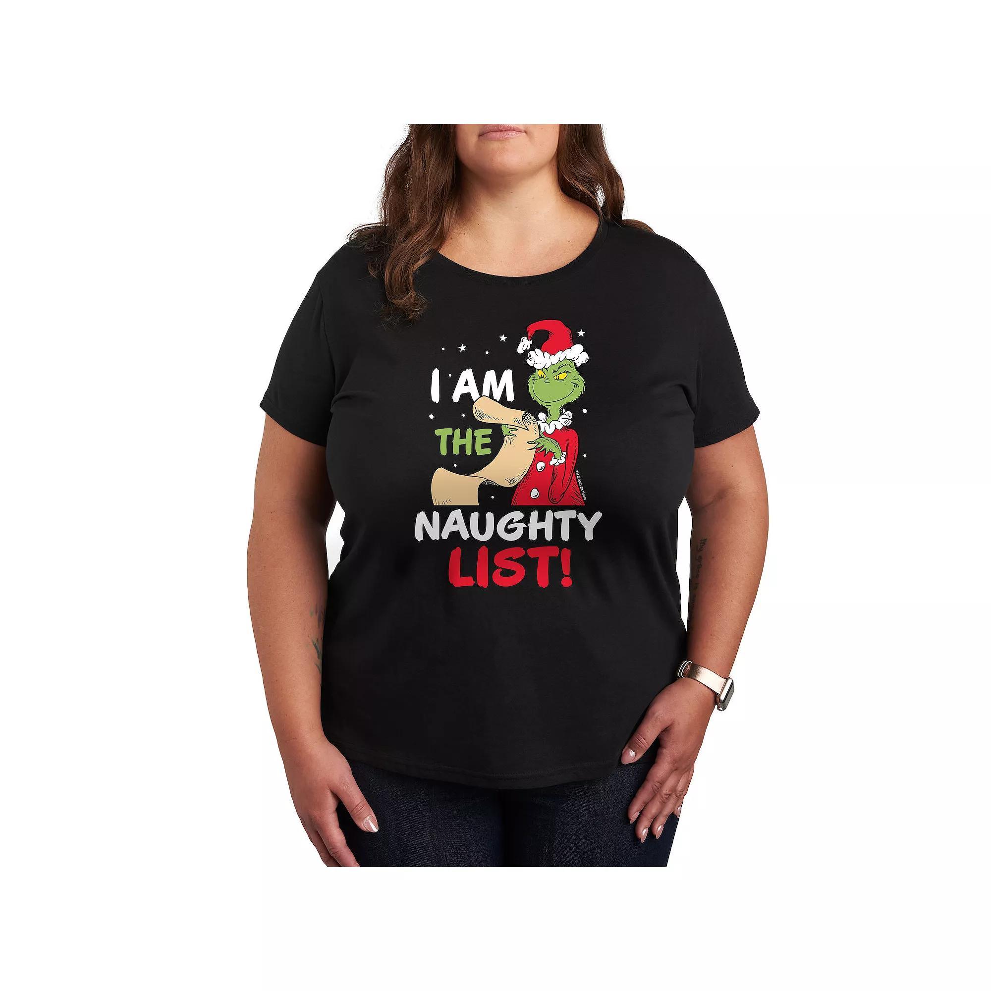 Plus Dr. Seuss The Grinch Naughty List Graphic Tee, Women's,  Product Image