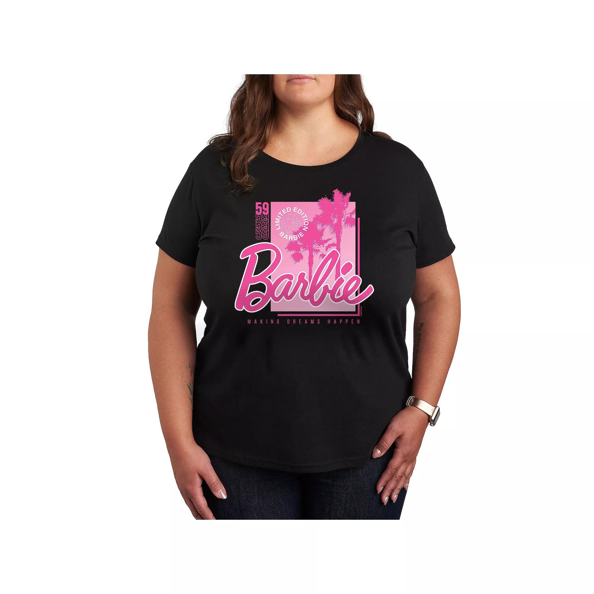 Plus Size Barbie Pink Core Graphic Tee, Women's, Size: 1XL, Black Product Image