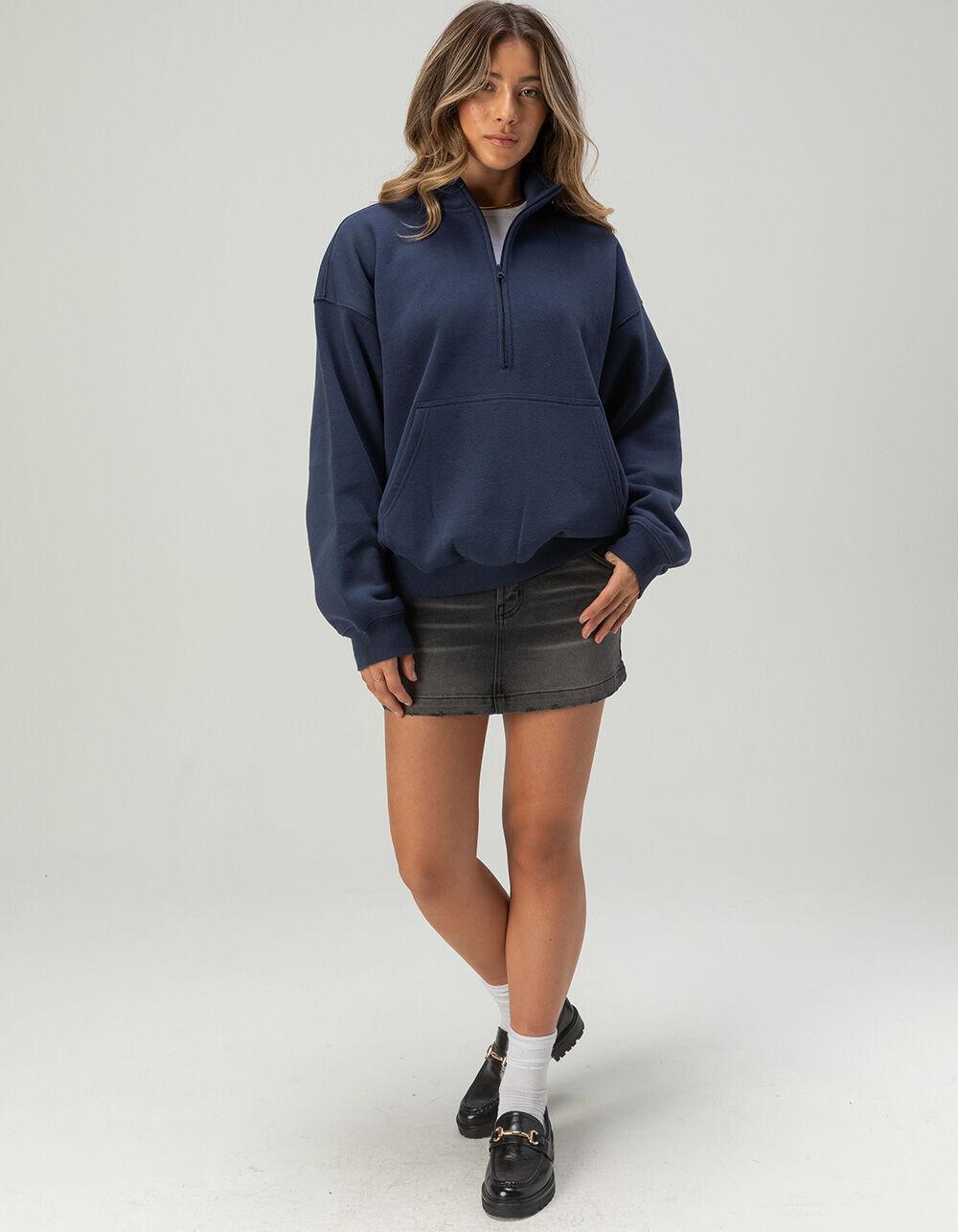 TILLYS Half-Zip Womens Sweatshirt - NAVY Product Image