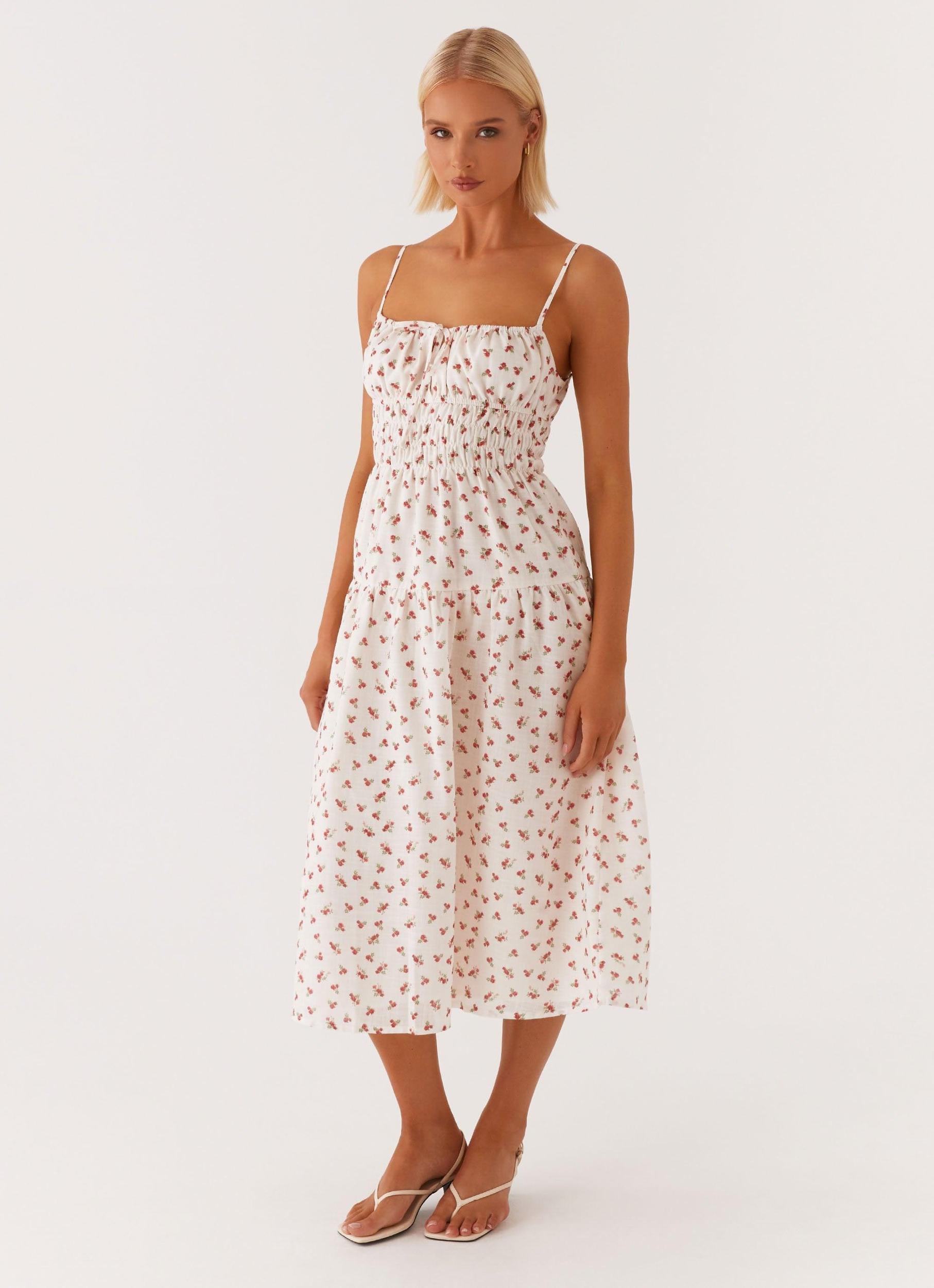 Arla Midi Dress - Red Ditsy Floral Product Image