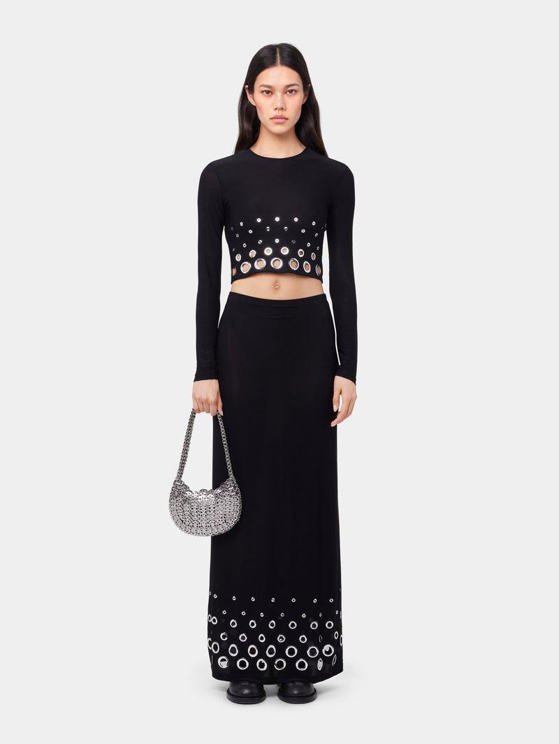 BLACK LONG SKIRT IN JERSEY SECOND-SKIN Product Image