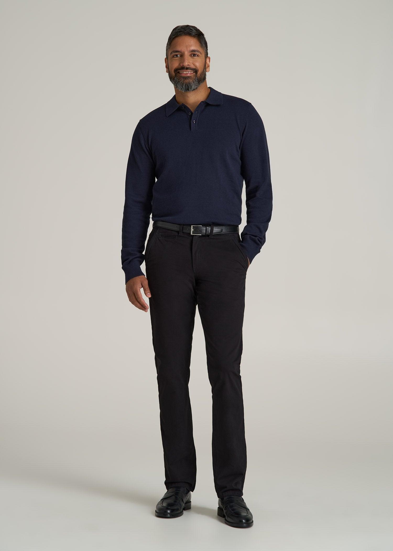 Polo Sweater for Tall Men in Evening Blue Male Product Image