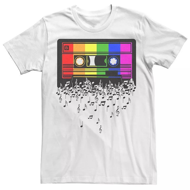 Men's Pride Rainbow Flag Music Note Cassette Graphic Tee,  Product Image