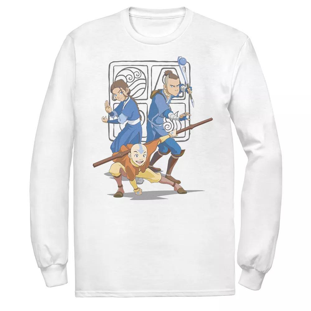 Men's Nickelodeon Avatar The Last Airbender Main Cast Group Shot Symbol Long Sleeve Graphic Tee,  Product Image
