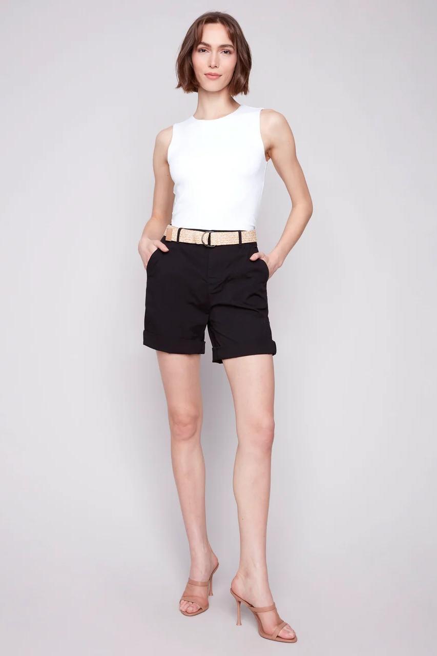 Cuff Shorts W/Belt Product Image