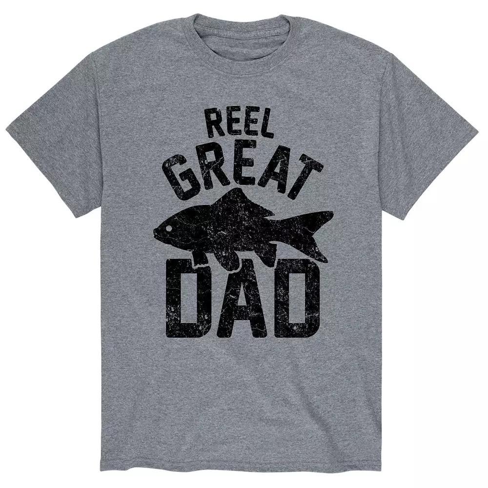 Men's "Reel Great Dad" Fishing Tee, Size: XL, Gray Product Image